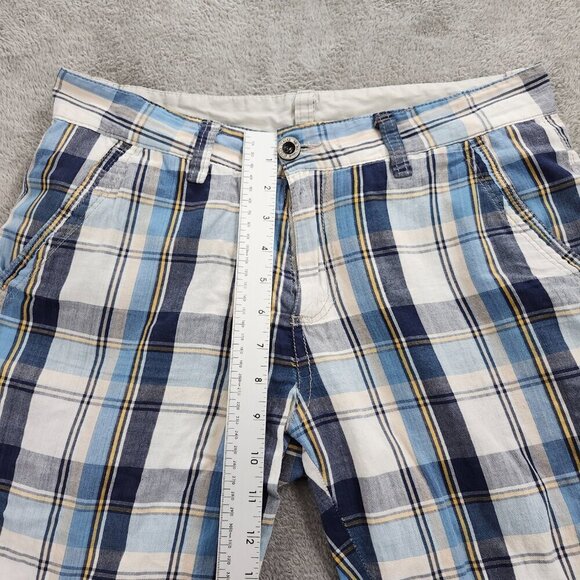 Bossini Shorts Men's Size 33 Plaid 2 Pairs Blue Red White Reversable Chono Class - Picture 6 of 13